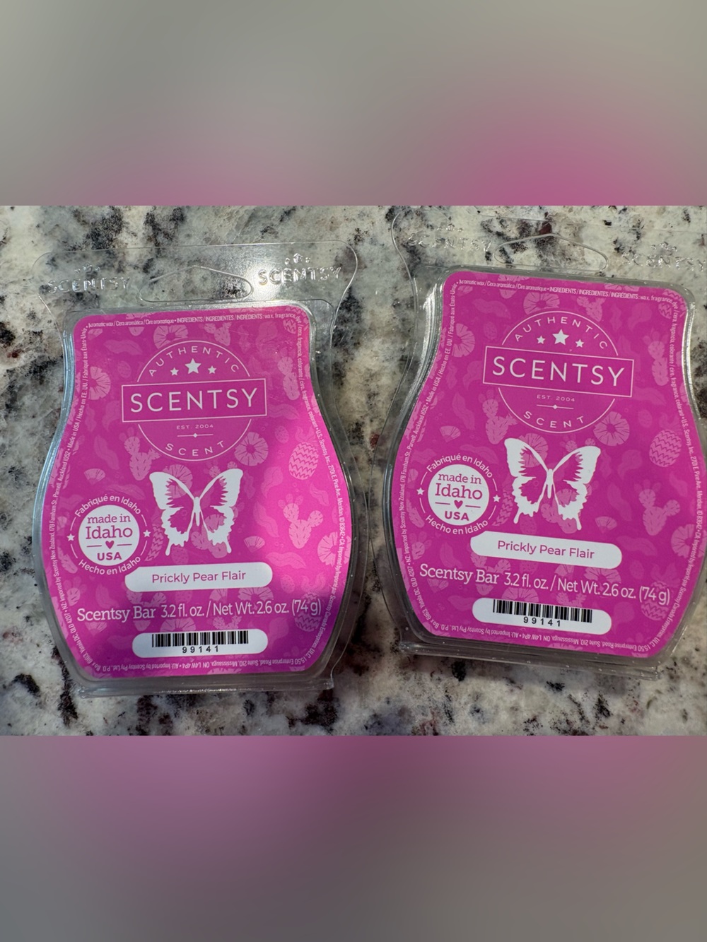 Scentsy Wax Bar - Bright Pink Prickly Pear Flair - 2 Pack
